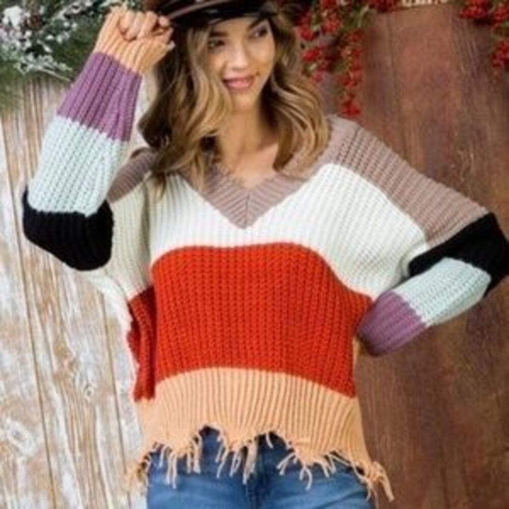 Distressed Oversized Sweater Top - Picture 2 of 3